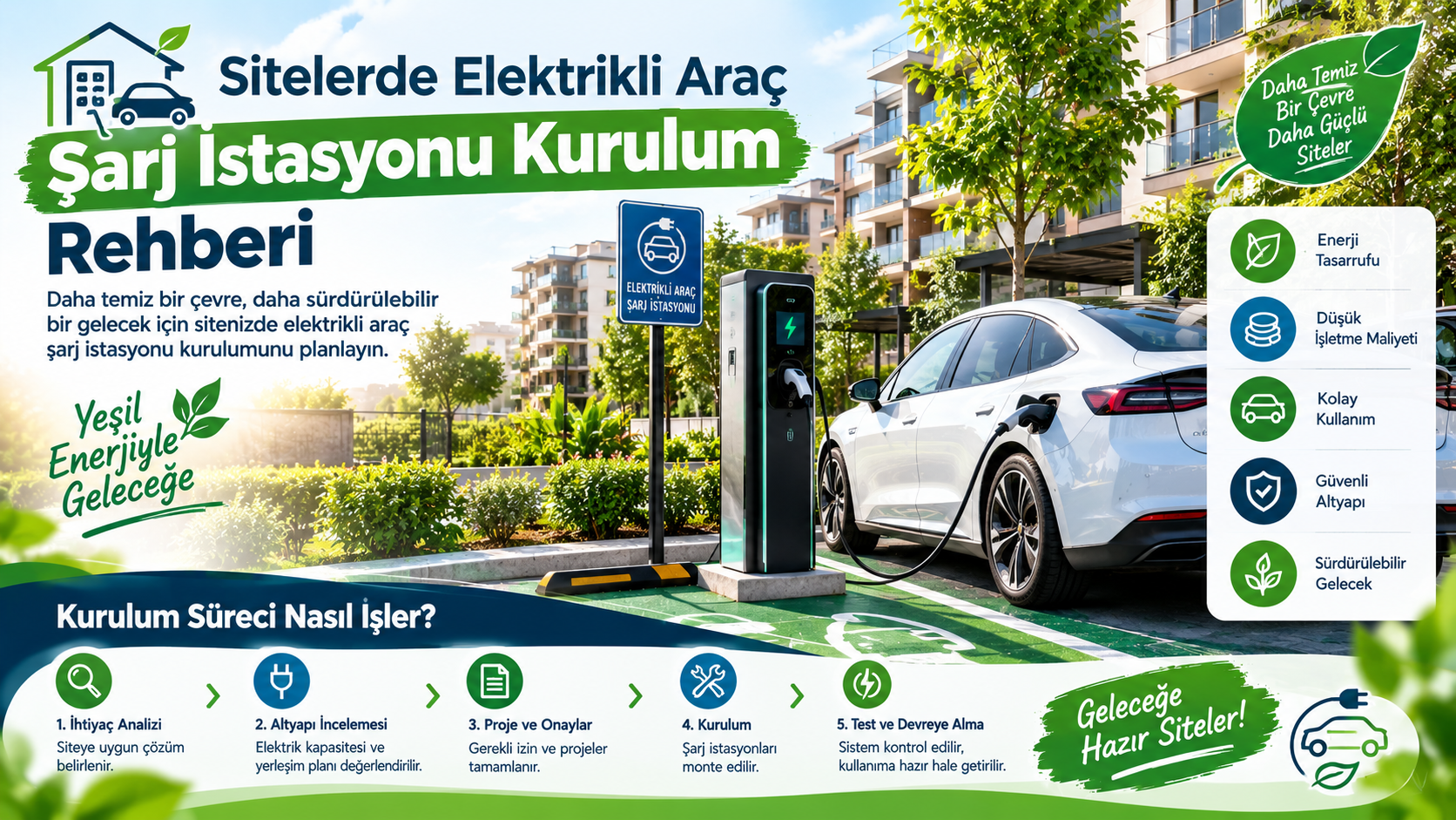 Sitelerde Elektrikli Araç Şarj İstasyonu Kurulum Rehberi