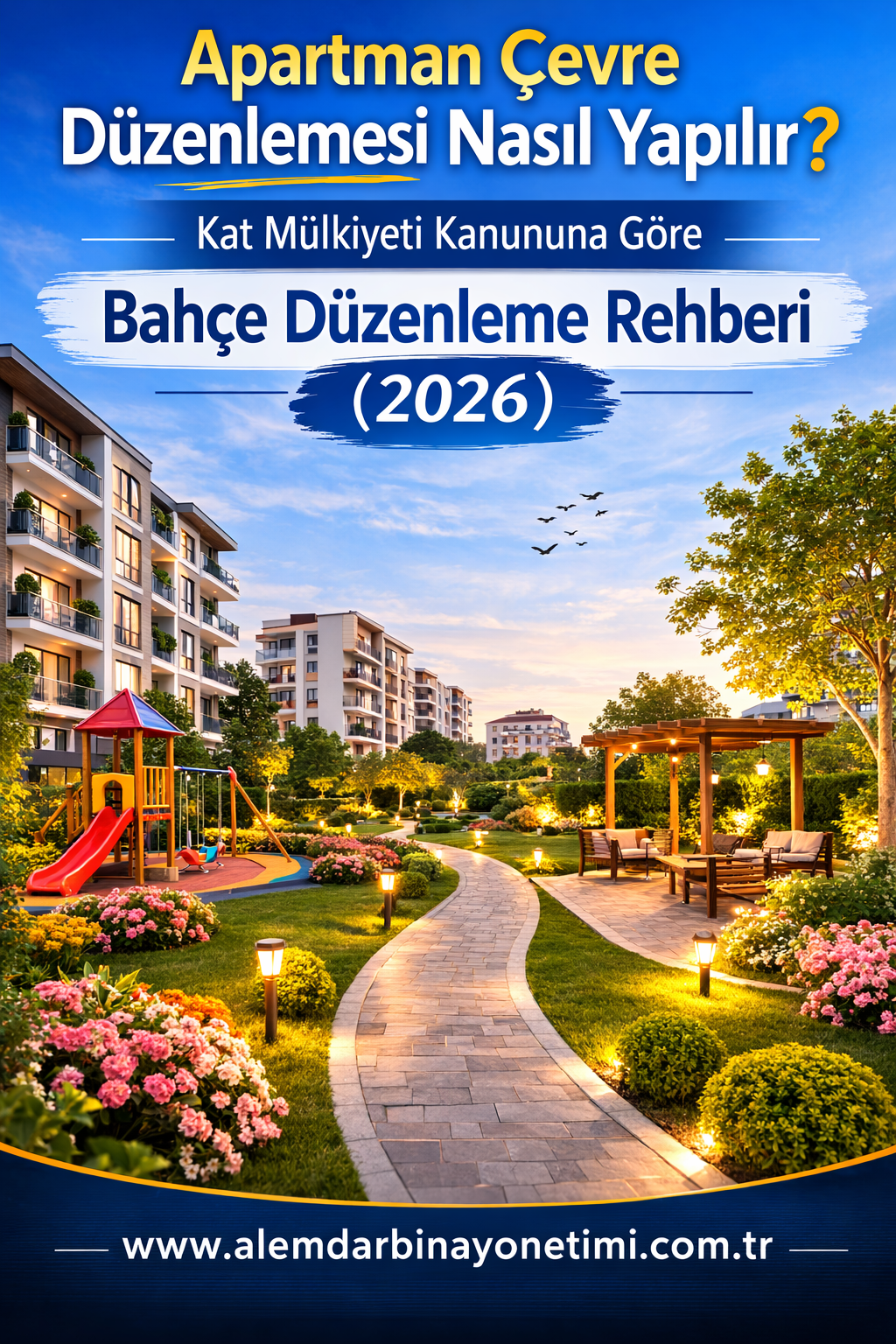 Apartman çevre düzenlemesi, apartman bahçe düzenlemesi ve peyzaj planı örneği