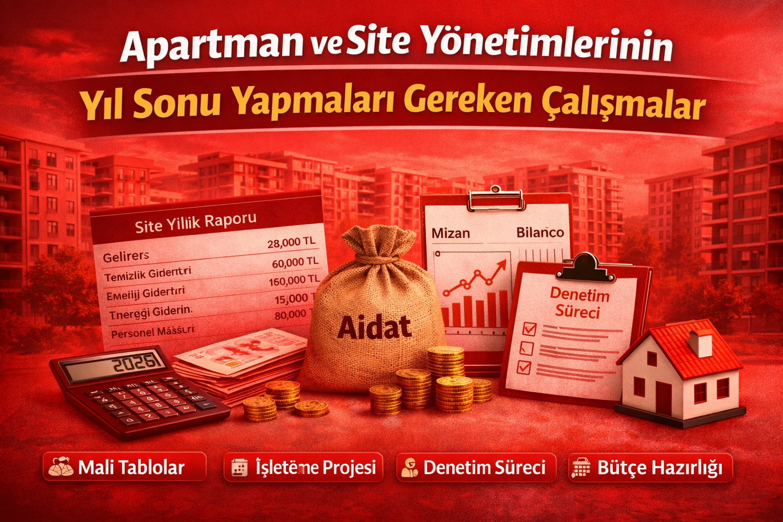 Apartman ve site yönetimlerinde yıl sonu mali işlemleri, aidat hesapları ve işletme projesi hazırlığı
