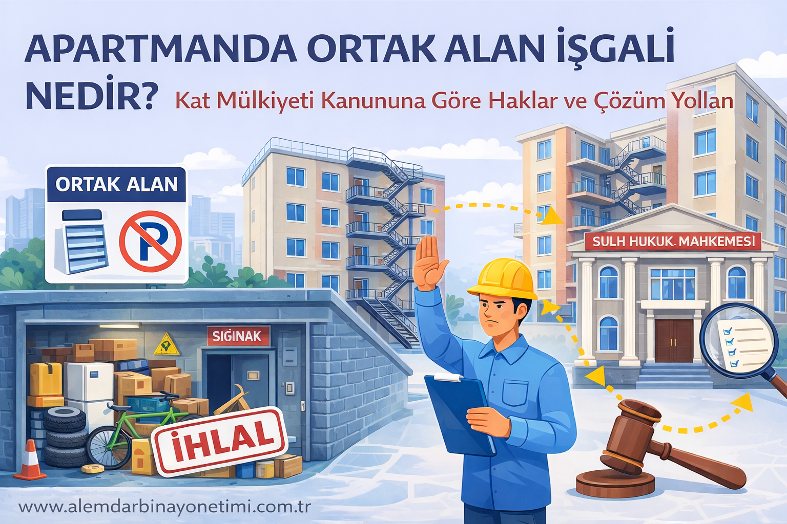 Apartmanda ortak alan işgali, sığınak ve yangın merdiveni işgali örneği – bina yönetimi hukuki süreç