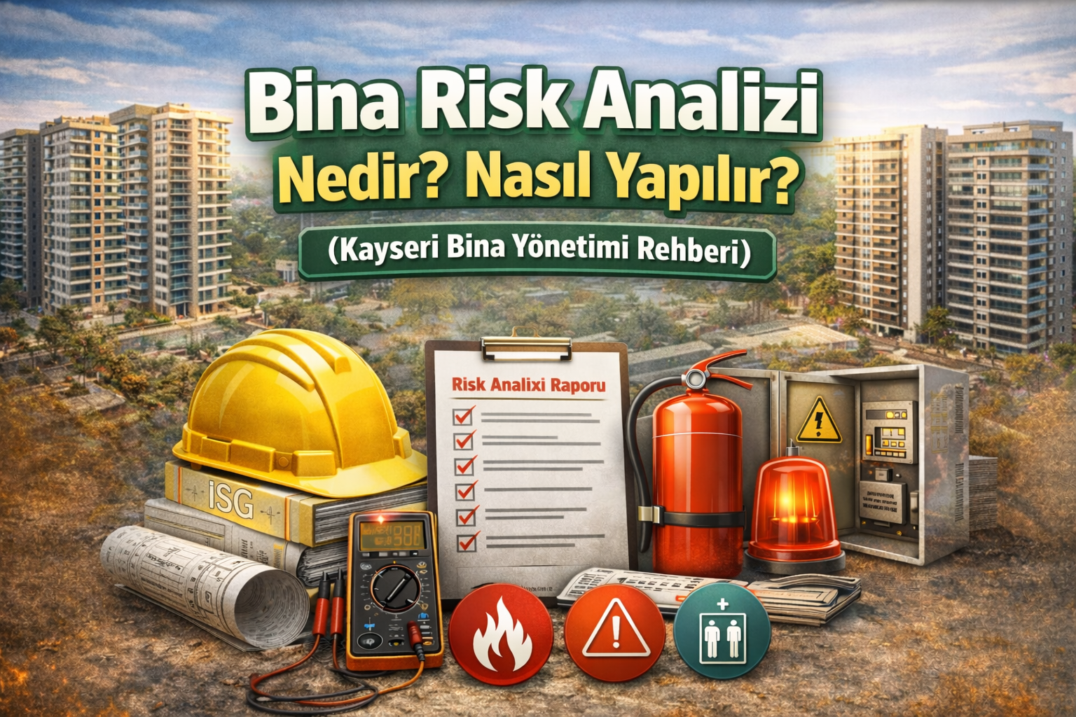 Bina risk analizi nedir, nasıl yapılır? Apartmanlarda iş sağlığı ve güvenliği risk değerlendirmesini gösteren kapak görseli