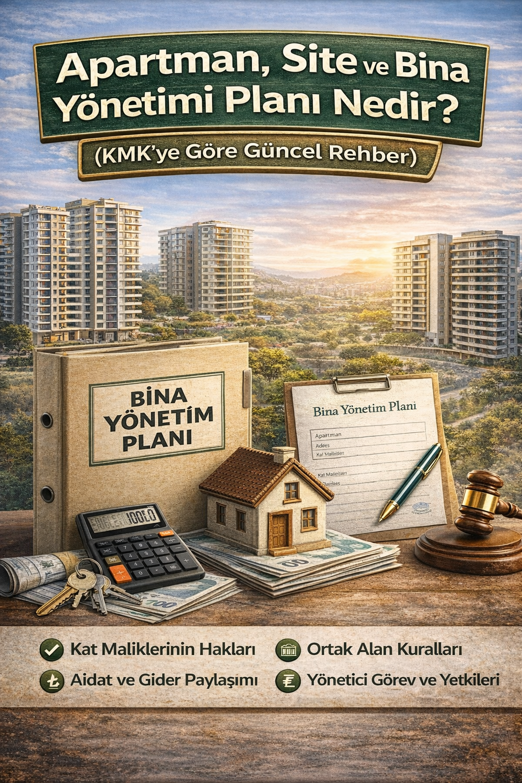 Apartman, site ve bina yönetimi planını anlatan bina yönetimi rehberi kapak görseli