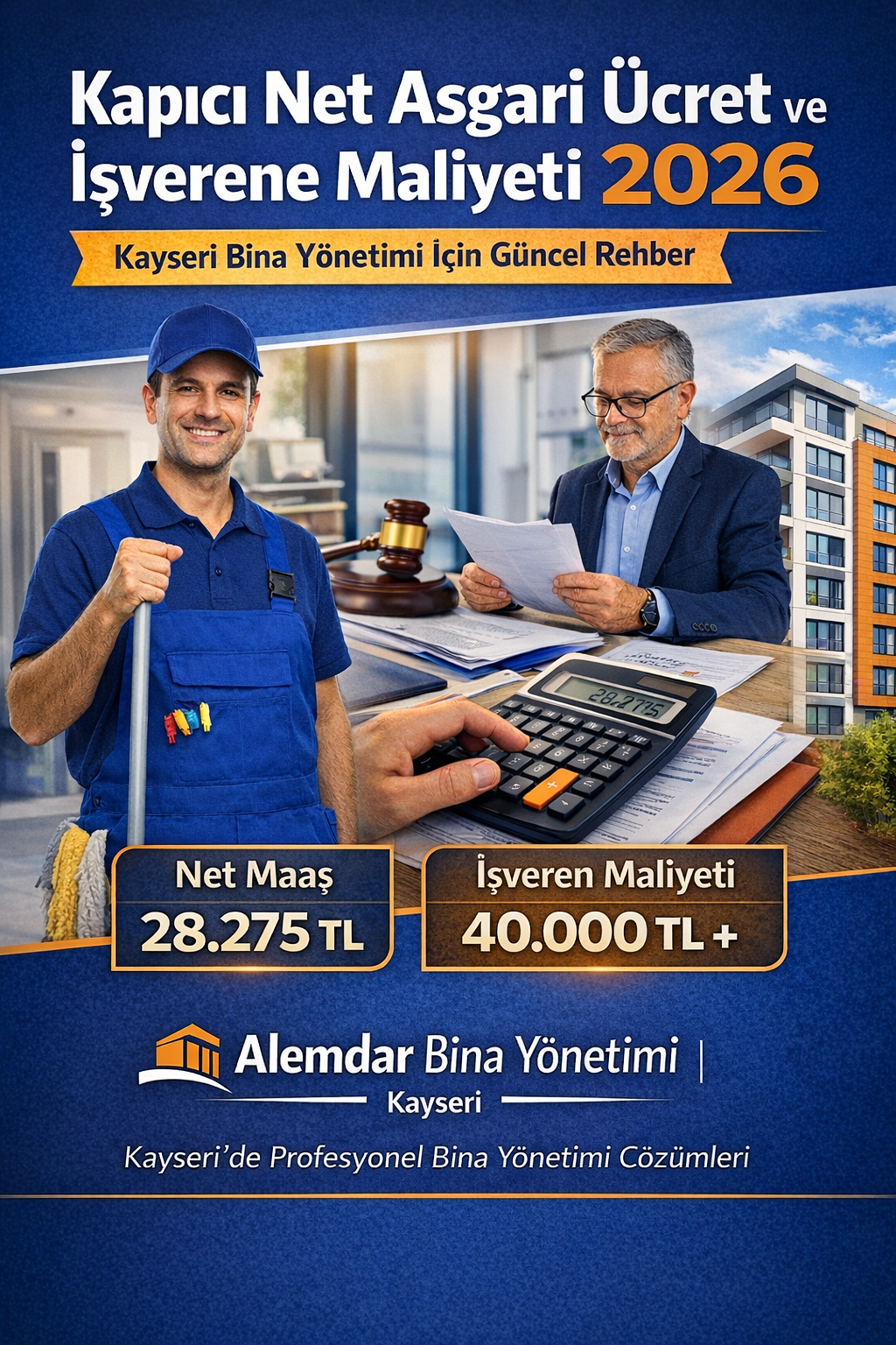 Kapıcı net maaş 2026 ve apartman yönetimine toplam maliyet hesaplaması