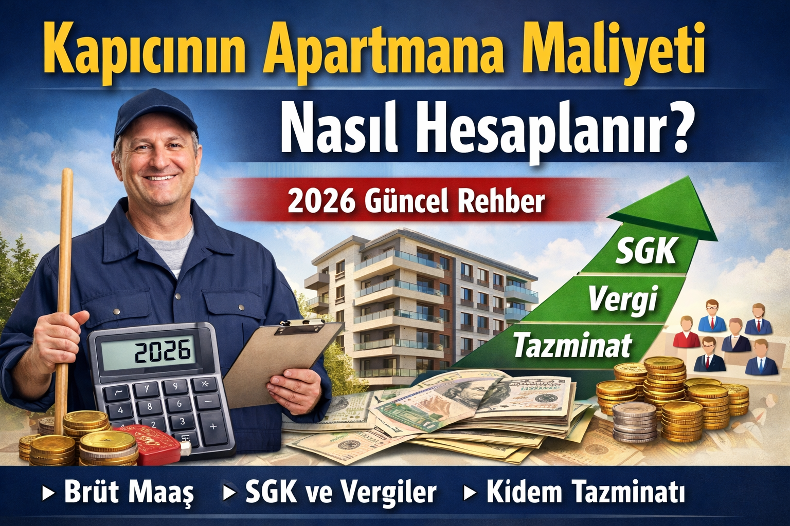 Kapıcının apartmana maliyeti nasıl hesaplanır 2026 güncel SGK vergi ve tazminat hesaplama rehberi Kayseri bina yönetimi