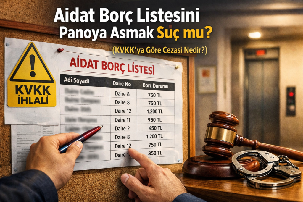 Aidat borç listesini panoya asmak KVKK’ya göre suç mu bina yönetimi örneği